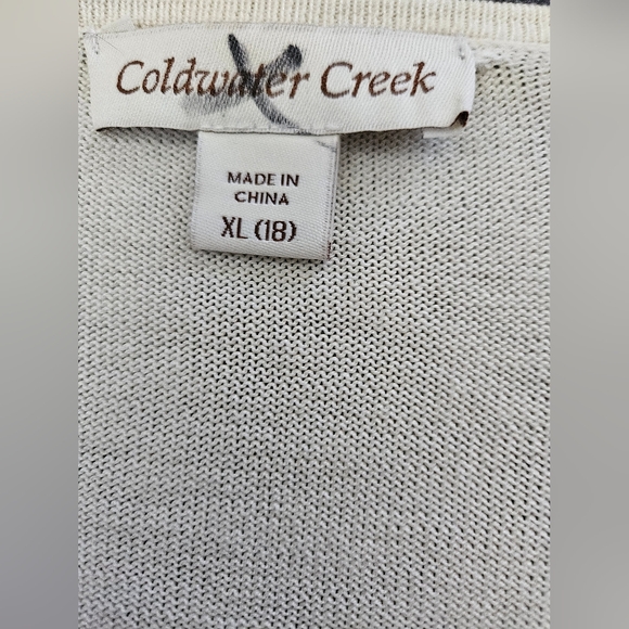 Coldwater Creek Silk Blend Cream Hook Closing Cardigan - Size XL - EUC - Picture 7 of 11
